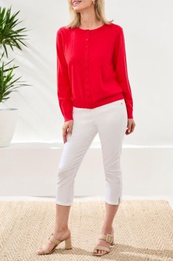BUTTON DOWN FRONT POINTELLE CARDI-ROUGE, Size: XS