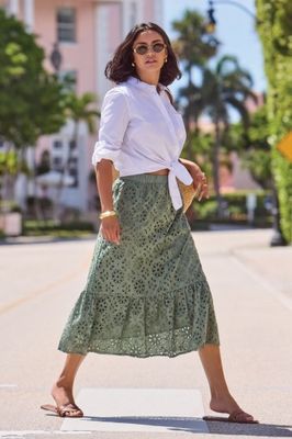 MOSS PULL ON SKIRT W/LINING