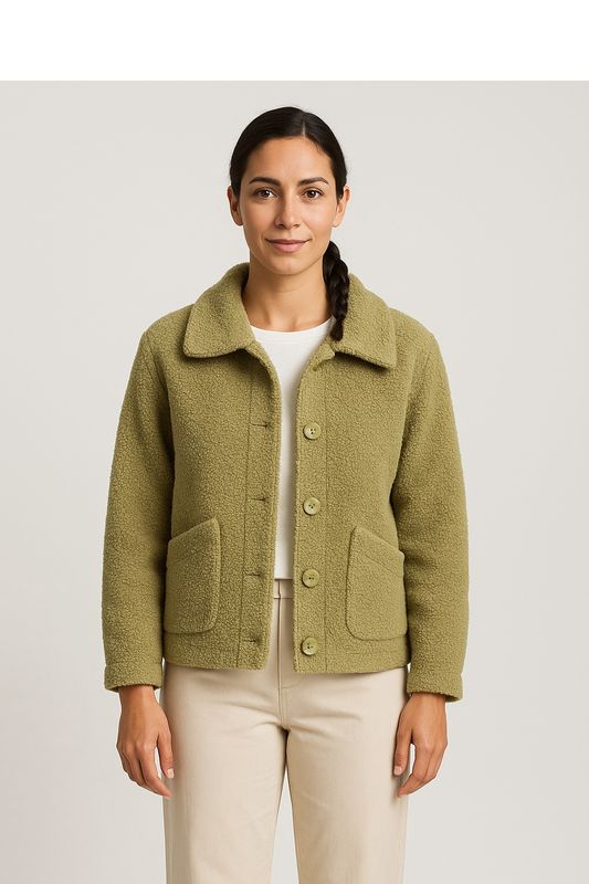5907O-5343 OLIVELEAF BUTTON FRONT BOUCLE JACKET