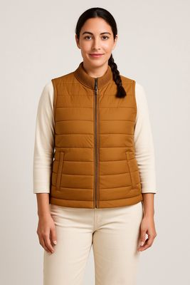 LM8E40SW53 TUMERIC SLVLESS QUILTED FULL ZIP SWEATER VEST