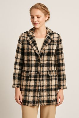 812818 Plaid Coat