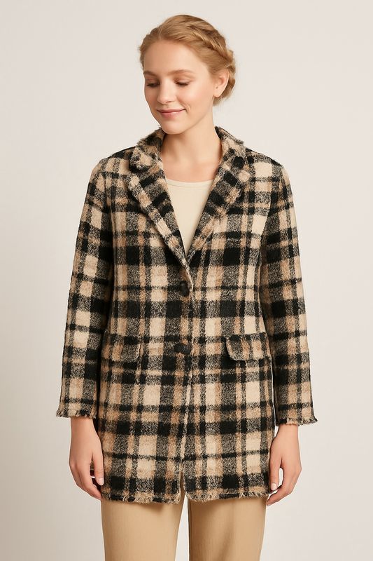 812818 Plaid Coat