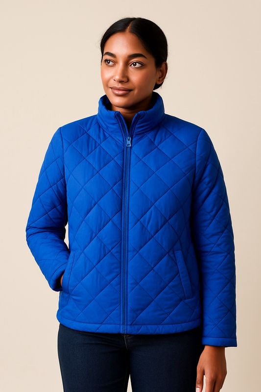 Zipped FRT Quilted Jacket-LapisBlue