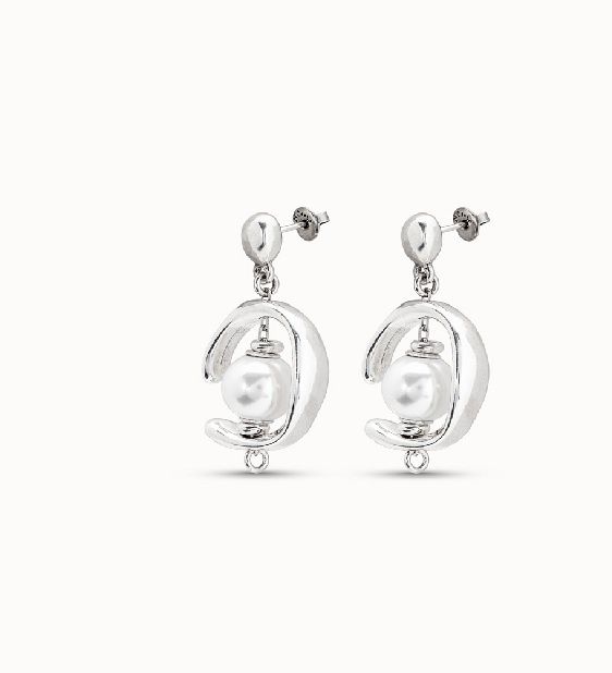 PEN0444 INORBIT Sterling silver-plated hoop earrings with pearl