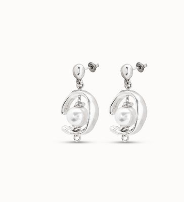 PEN0444 INORBIT Sterling silver-plated hoop earrings with pearl