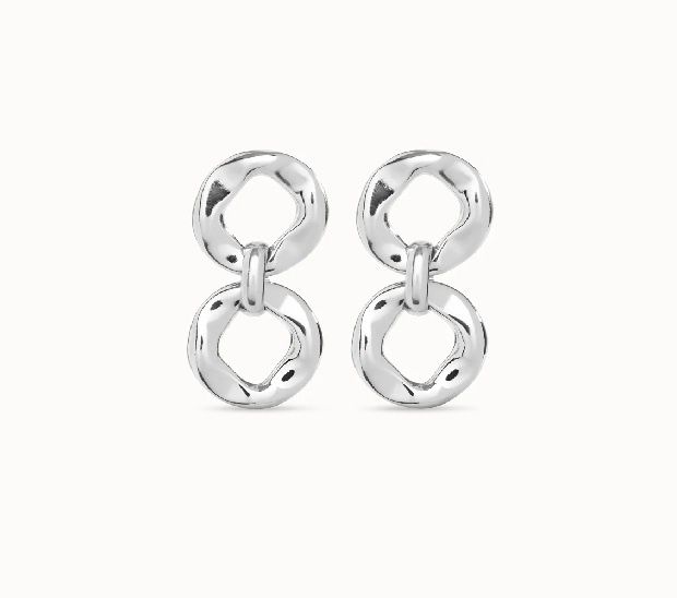 PEN0931 GROOVY SILVER EARRINGS W/ 2 LINKS