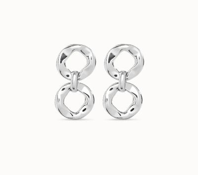 PEN0931 GROOVY SILVER EARRINGS W/ 2 LINKS