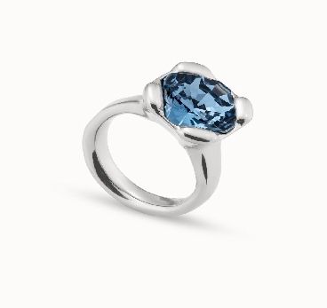 ANI0789 ROCKNBLUE STERLING SIL RING W/ BLUE CRYSTAL