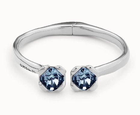 PUL2357 AURA BLUE Sterling silver-plated bracelet with 2 blue crystals