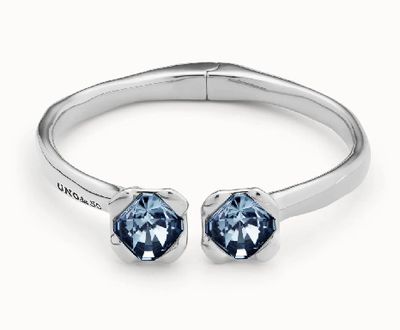 PUL2357 AURA BLUE Sterling silver-plated bracelet with 2 blue crystals
