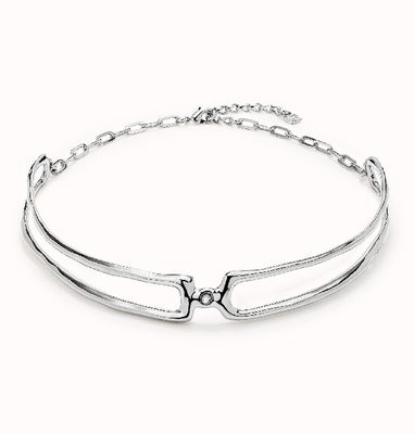 COL1935 SER INDOMABLE DBL STERLING SILVER NECKLACE W/ WHT TOPAZ