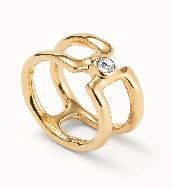 ANIO816 SER INDOMABLE DBL 18K GLD PLATED RING W/ WHT TOPAZ