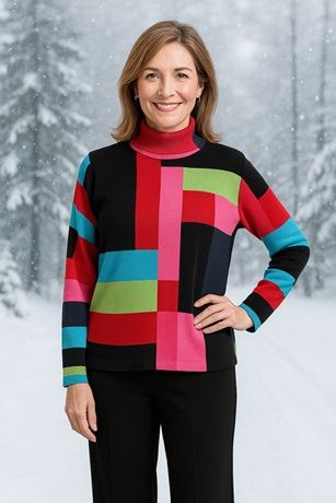 930057 Multi Color Block Sweater