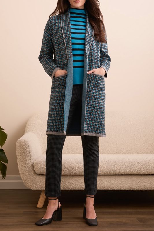 1532O-8234 L/S Coatigan w/Pockets-CHARCOAL