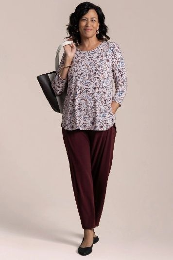 22110RPC-2 GO TO CLASSIC T-RELAX, 3/4 SLV, PRINT, RIVERSTONE