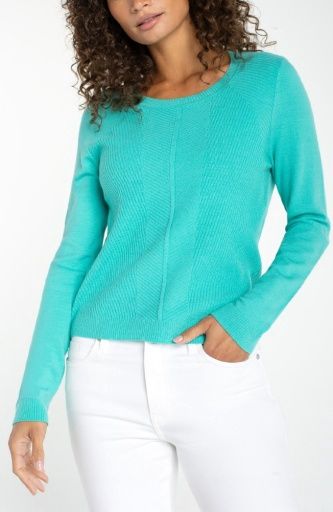 long slv crew neck sweater, Colour: waterfall teal, Size: XS