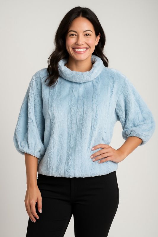 930054 Powder Poof Sleeve Faux Fur Pop-Over