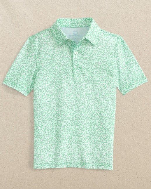 JADE GREEN YOUTH SS FLOWER FRENZY PERF POLO