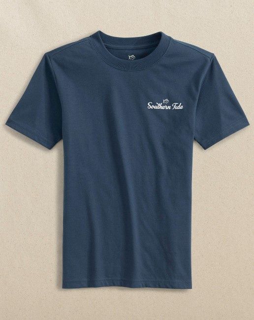 AGED DENIM Y SS SUNSETS AND SHIPS TEE