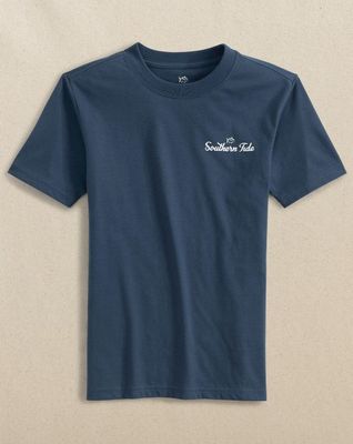 AGED DENIM Y SS SUNSETS AND SHIPS TEE