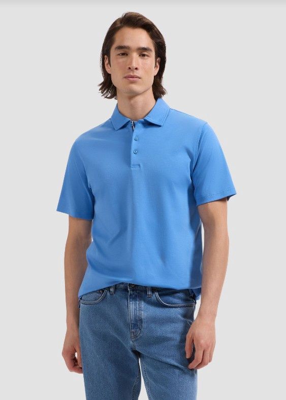 3 BUTTON SELF POLO-CLASSIC BLUE