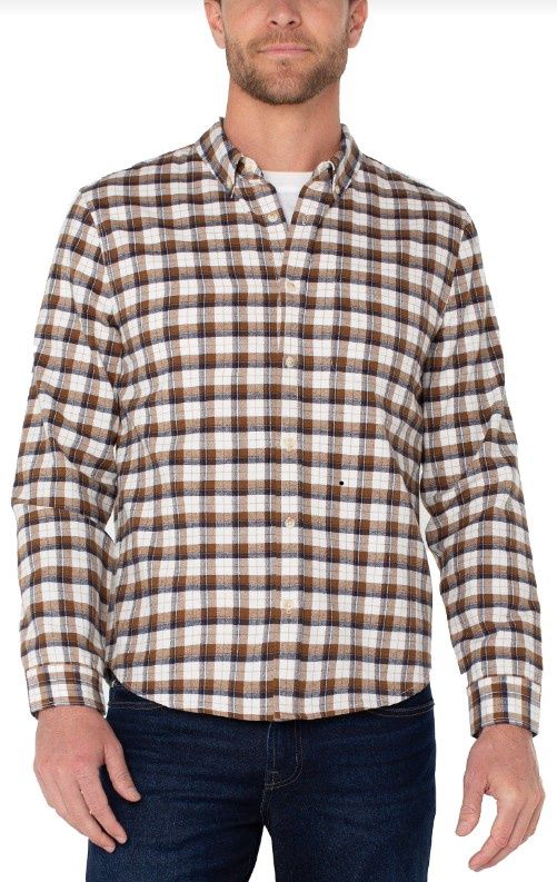 Men's L/SButtonUp Chsnt/Nvy