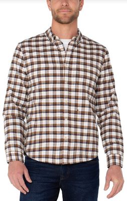 Men's L/SButtonUp Chsnt/Nvy