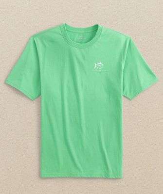 JADE GREEN M SS WINDOW PANE SKIPJACK TEE