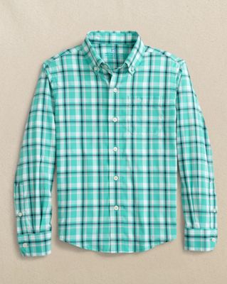 Turtle Green YOUTH IC LS River Ridge Plaid Sportshirt