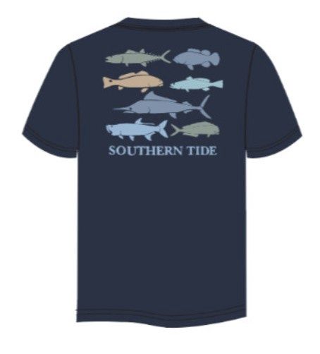 Dress Blue YOUTH SS Fish Stamp Tee
