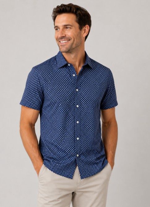 NAVY MILES COTTON SS SHIRT