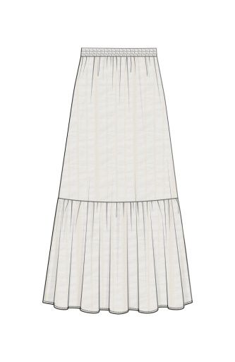 TIERED WOVEN PULLON MAXI SKIRT, Size: XS