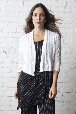 TISSUE CRINKLE SOLID CROPPED JACKET