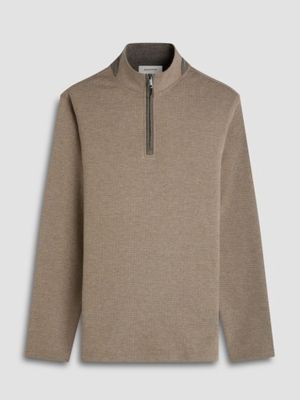TAUPE L/S QUARTER ZIP KNIT