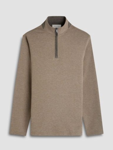 TAUPE L/S QUARTER ZIP KNIT, Colour: taupe, Size: M