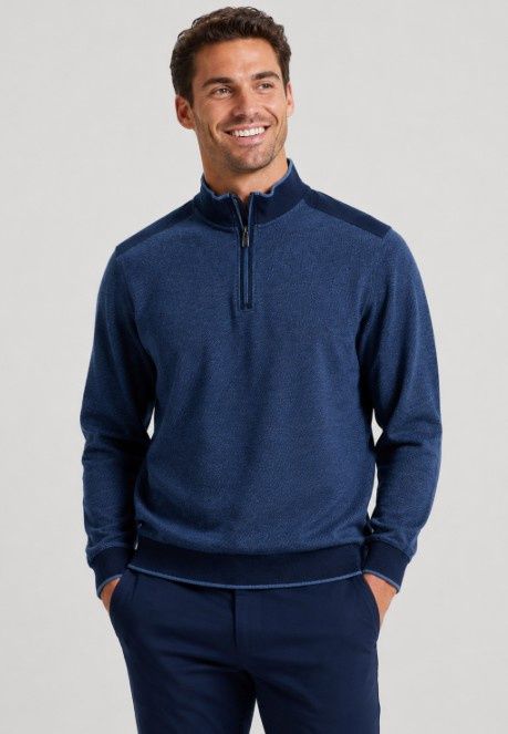 L/S QUARTER ZIP KNIT, Colour: cobalt, Size: M
