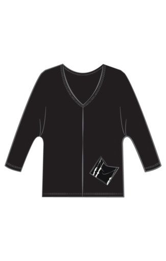 REVEL TOP PRINT POCKET, COLOR: BLACK/CECILY, Size: 4