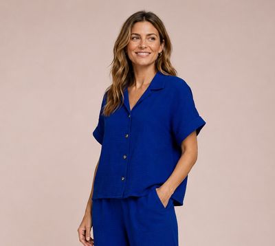 LAPIS BREEZE HALF SLEEVE BOLERO SHIRT