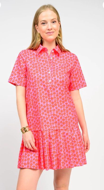 HOT PINK BOLDEN BORDER DRESS