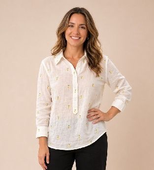 WHITE LINEN LEMON SHIRT