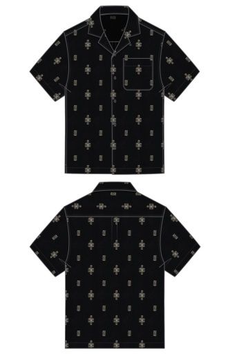 MEN'S S/S BUTTON UP CAMP SHIRT, Colour: black parchmnt, Size: S