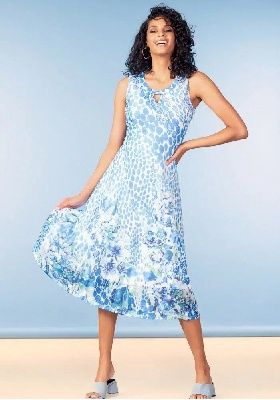 BLUE DOT/FLORA PATTERN DRESS
