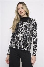 SPLIT COLLAR PRINTED TOP