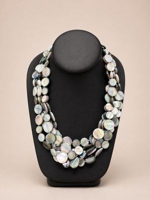 5 STRAND MOTHER PEARL NECKLACE SIL/GREY