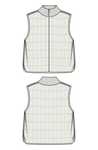 SLVLSS REVERSIBLE ZIP FRONT QUILTED VEST, Colour: cream, Size: XS