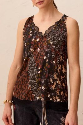 CAMI W/ LACE-RUSTICBROWN