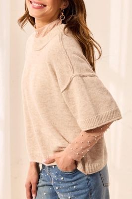 LOFTY  ELBOW SLV CREW NK SWEATER-H