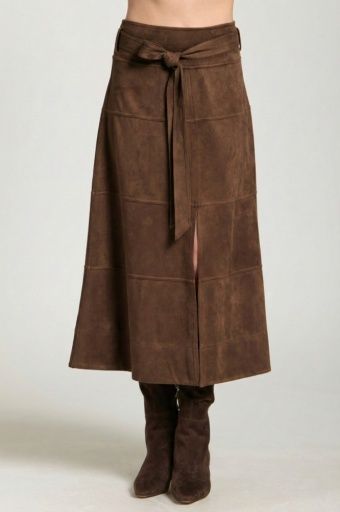 VEGAN SUEDE SKIRT, Colour: CHOCOLATE BROWN, Size: 6