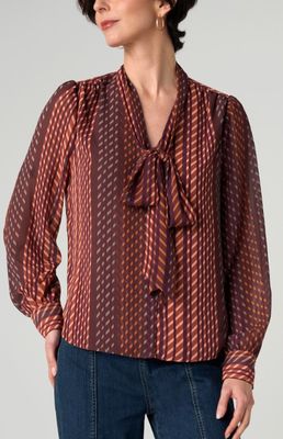 LONG SLV WOVEN BLOUSE W NECKTIE
