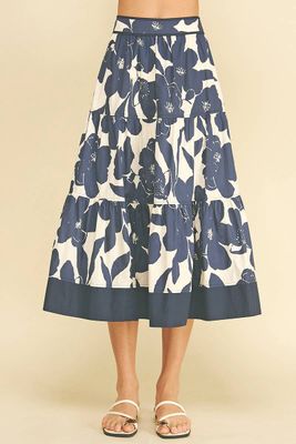 FLORAL TIERED MIDI SKIRT